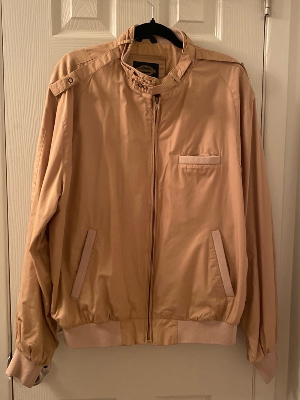 Towncraft Light Tan Bomber Jacket Members Only Style XL